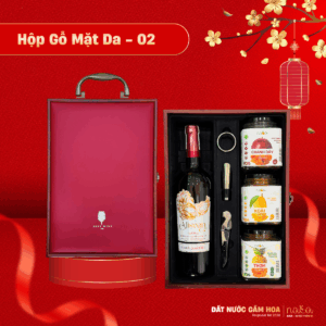 Hộp Quà Gỗ Mặt Da 02