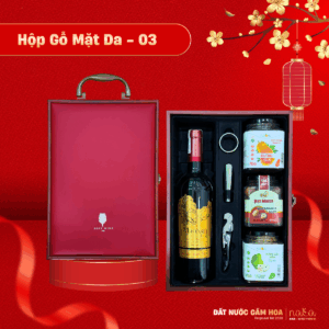 Hộp Quà Gỗ Mặt Da 03