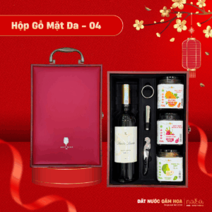 Hộp Quà Gỗ Mặt Da 04