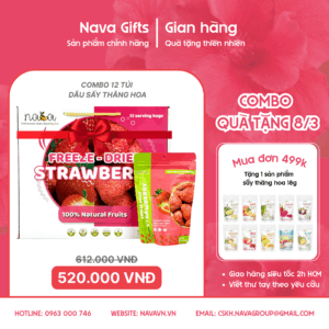 Combo Quà 8/3 - Giỏ Dâu Sấy Thăng Hoa (12 Túi x 18g)
